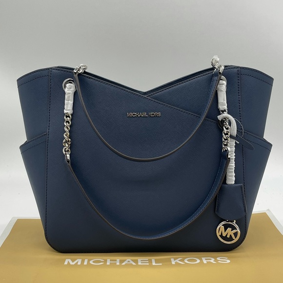 Michael Kors Handbags - Michael Kors Large X Chain Shoulder Tote Bag Navy